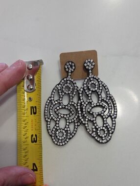 Crystal Pavé Black Drop Earrings - Elegant Women's Jewelry